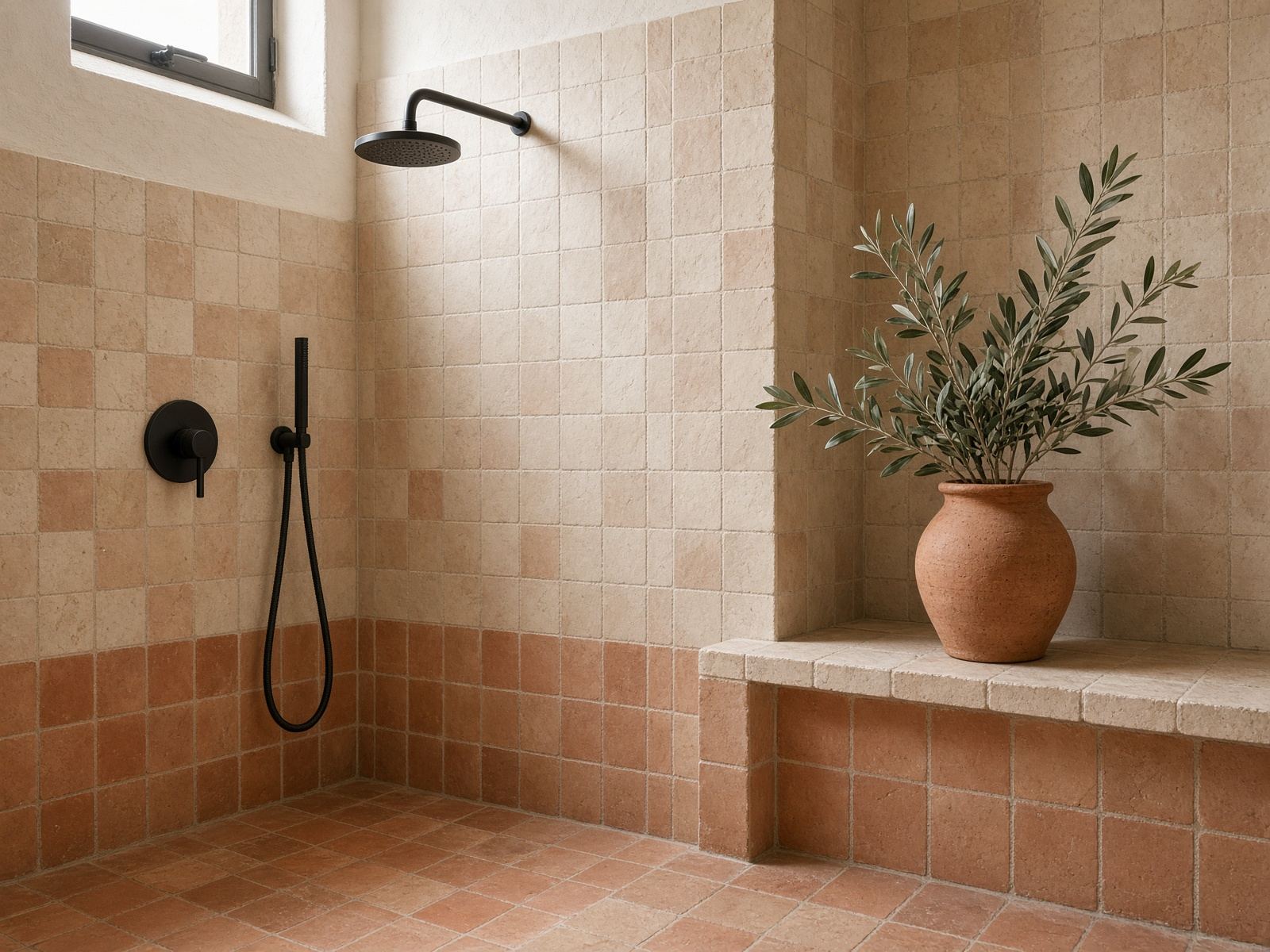 Douche à l’italienne en terre cuite, rénovation à Marseille