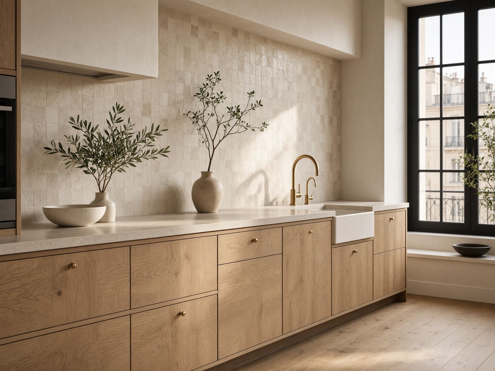 Séjour-cuisine rénové avec vue mer, Marseille