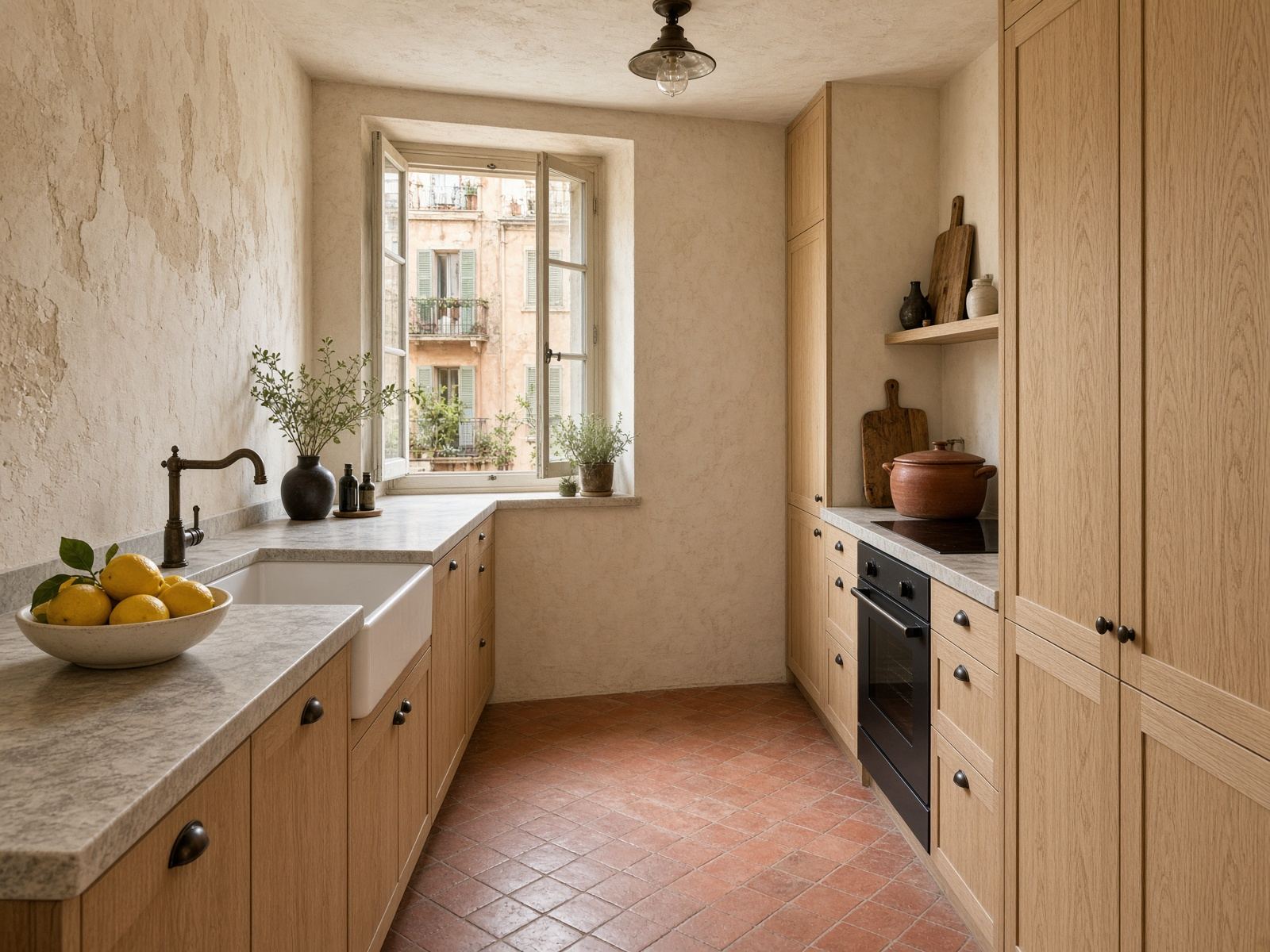 Cuisine rénovée en chêne et terre cuite, Le Rouet, Marseille