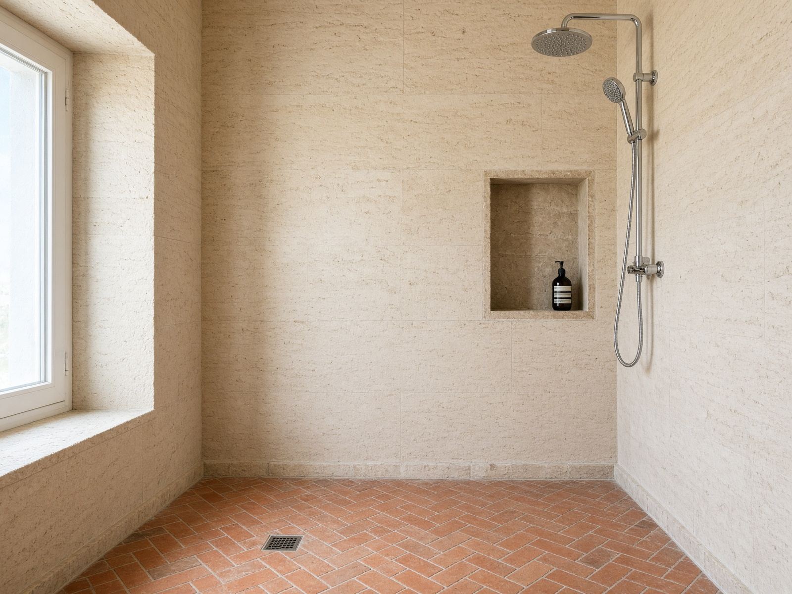 Douche en terre cuite chevron, Prado, Marseille